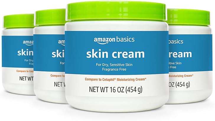 Amazon Basics Ultra Moisturizing Skin Cream for Dry & Sensitive Skin, Dermatologist Tested, Fragrance Free, Not Tested on Animals, Made in USA, 16 Ounce, 4-Pack (Previously Solimo) - Image 1