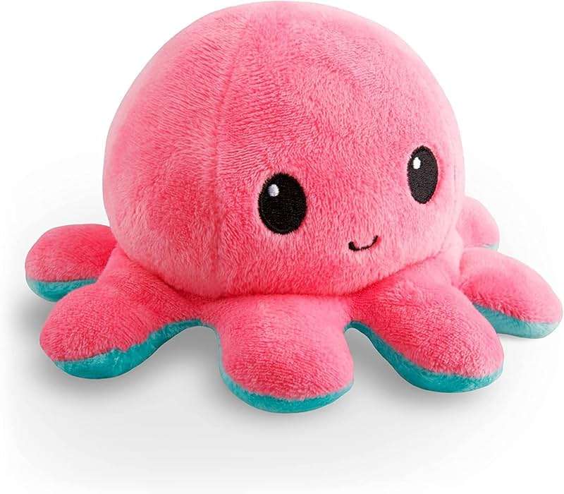 TeeTurtle Reversible Pink and Aqua Octopus Plushie - 4-Inch Two-Sided Flip Plush Toy with Embroidered Details - Cute Mini Collectible Plush for Kids, Teens, and Adults - Image 1