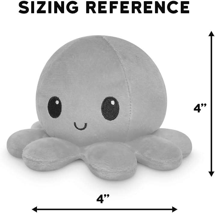 TeeTurtle Reversible Pink and Aqua Octopus Plushie - 4-Inch Two-Sided Flip Plush Toy with Embroidered Details - Cute Mini Collectible Plush for Kids, Teens, and Adults - Image 2