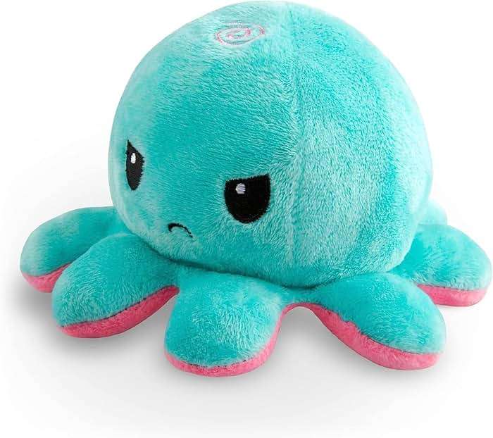 TeeTurtle Reversible Pink and Aqua Octopus Plushie - 4-Inch Two-Sided Flip Plush Toy with Embroidered Details - Cute Mini Collectible Plush for Kids, Teens, and Adults - Image 3