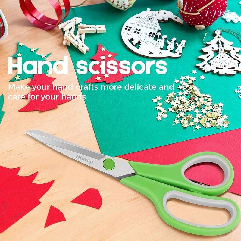 Scissors Bulk Set of 5-Pack, Niutop 8" Multipurpose Sharp Sewing Craft Fabric Scissors for Office Home High/Middle School Student Office Teacher Art Supplies, Soft Comfort-Grip Right/Left Handles - Image 7