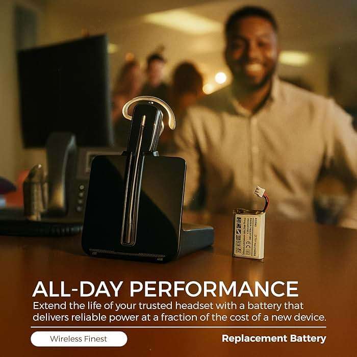 Replacement Battery for Plantronics CS540 C054 Wireless Headset Headphones Repair for 86180-01, PL-86180-01 & 84479-01, Rechargeable Li-Polymer Battery, LI-POL, 140mA - Image 3