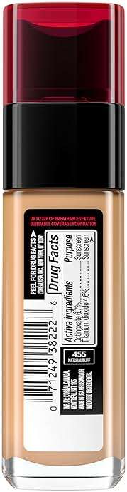 L'Oreal Paris Makeup Infallible Up to 32 Hour Fresh Wear Lightweight Foundation, 455 Natural Buff, 1 Fl Oz, Packaging May Vary - Image 9