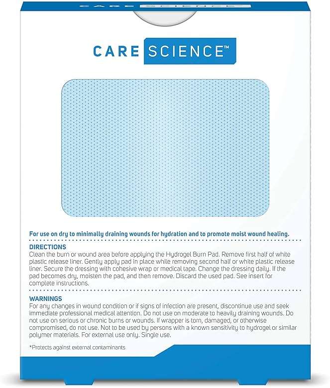 Care Science Hydrogel Sterile Burn Dressing Bandage Pads for Burn Relief, 4 ct | Instant Cooling Relief for Minor Burns & Wounds - Image 7