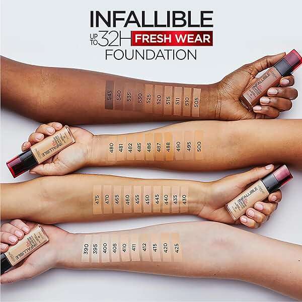 L'Oreal Paris Makeup Infallible Up to 32 Hour Fresh Wear Lightweight Foundation, 435 Rose Vanilla, 1 Fl Oz, Packaging May Vary - Image 4