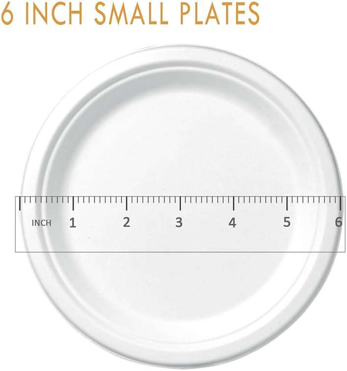 CantaGreen 6 inch Small Compostable Dessert Plates,100 Count Heavyduty Sugarcane/Bagasse and Bamboo Fibre Biodegradable Disposable Paper Plate - Image 3