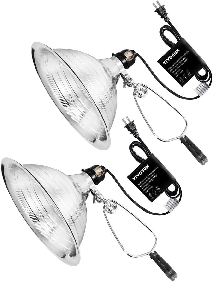 VIVOSUN Clamp Lamp Light with Detachable 8.5 Inch Aluminum Reflector up to 150 Watt E26 Socket (No Bulb Included), 6 Feet Cord, UL Listed, Pack of 2 - Image 1