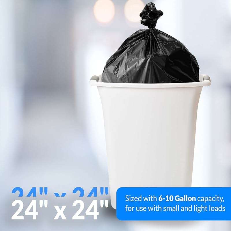 Reli. 6-10 Gallon Trash Bags | 1000 Bags | Black | Bathroom | Strong | Garbage - Image 4