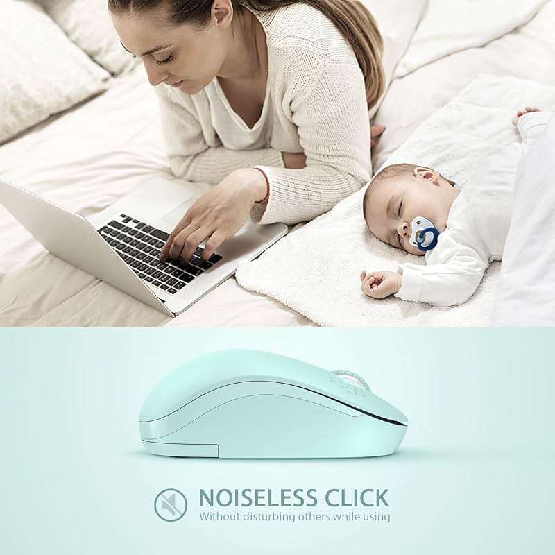 seenda Wireless Mouse for Laptop, 2.4G Noiseless Mouse with USB Receiver - Optical Tracking Portable Computer Mice for Chromebook, PC, Tablet, Windows System, 24 Months Battery Life - Mint Green - Image 2