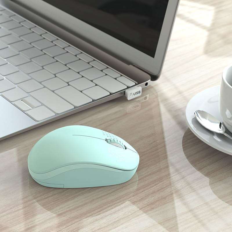 seenda Wireless Mouse for Laptop, 2.4G Noiseless Mouse with USB Receiver - Optical Tracking Portable Computer Mice for Chromebook, PC, Tablet, Windows System, 24 Months Battery Life - Mint Green - Image 7