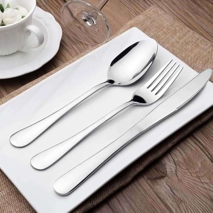 Silverware Set Service for 2, E-far 10-Piece Stainless Steel Flatware Set Cutlery Sets, Include Knife/Fork/Spoon, Simple & Classic Design, Easy Clean & Dishwasher Safe - Image 2