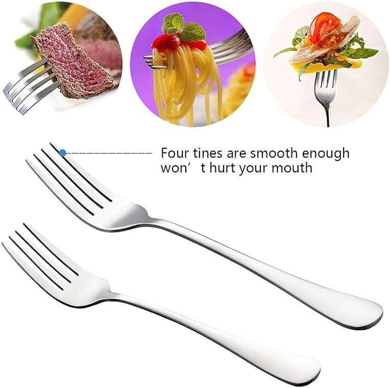 Silverware Set Service for 2, E-far 10-Piece Stainless Steel Flatware Set Cutlery Sets, Include Knife/Fork/Spoon, Simple & Classic Design, Easy Clean & Dishwasher Safe - Image 3