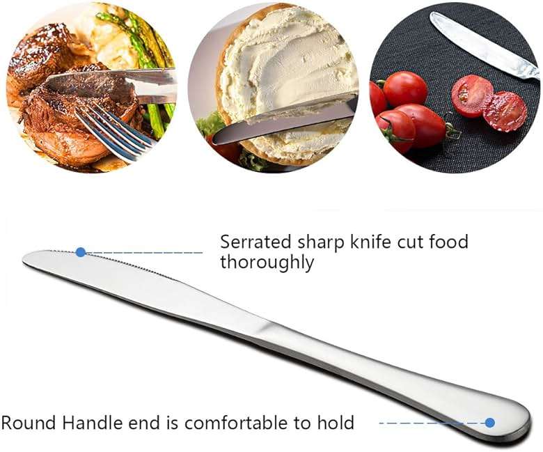 Silverware Set Service for 2, E-far 10-Piece Stainless Steel Flatware Set Cutlery Sets, Include Knife/Fork/Spoon, Simple & Classic Design, Easy Clean & Dishwasher Safe - Image 5