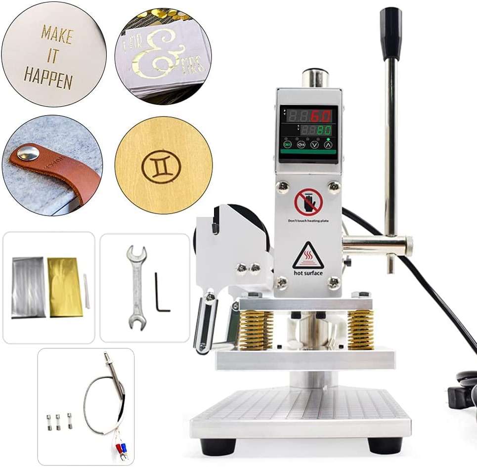 Upgraded Hot Foil Stamping Machine 10x13cm Leather Bronzing Pressure Mark Machine 110V with Full Scale on the Base Plate for PVC Leather PU Paper Logo Embossing - Image 2