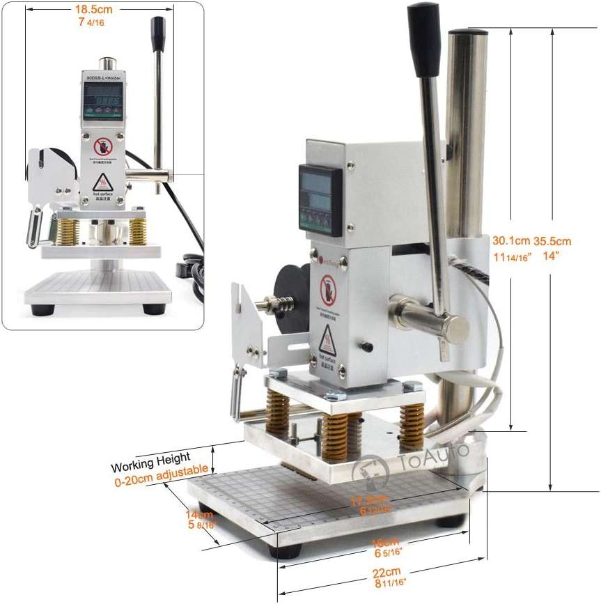 Upgraded Hot Foil Stamping Machine 10x13cm Leather Bronzing Pressure Mark Machine 110V with Full Scale on the Base Plate for PVC Leather PU Paper Logo Embossing - Image 7
