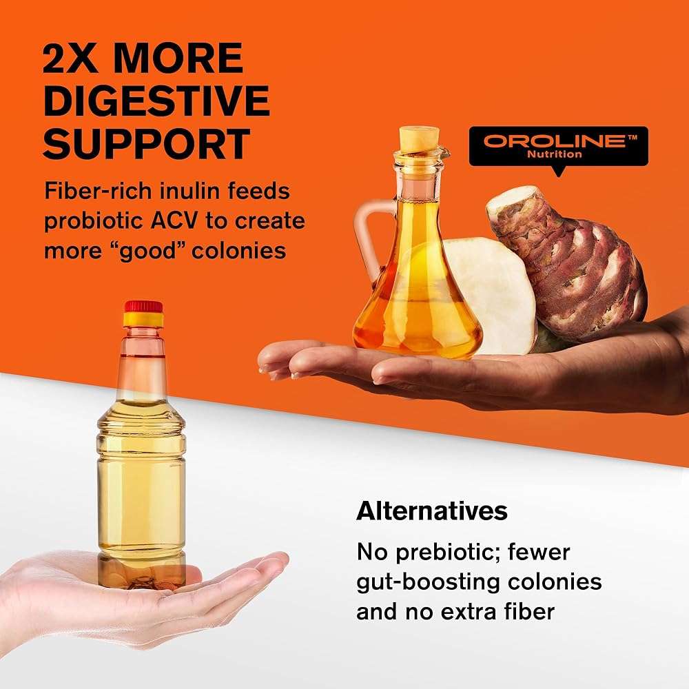 OroLine Nutrition Apple Cider Vinegar Pills with Prebiotic, 2 Month Supply - Apple Cider Vinegar Capsules - Apple Cider Vinegar Supplements, Apple Vinegar Tablets - Energy and Gut Health Support - Image 3