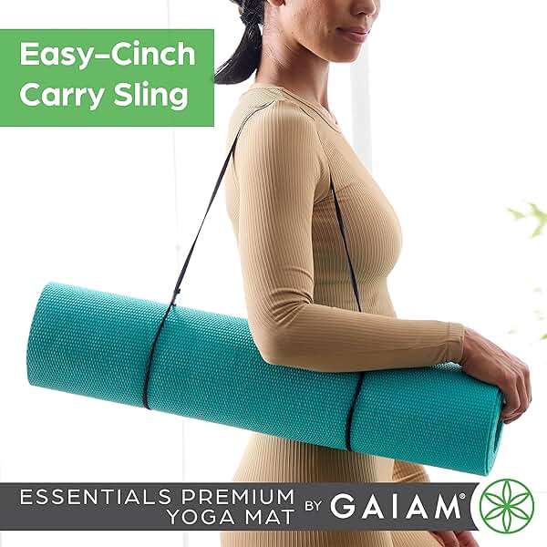 Gaiam Essentials Thick 2/5" (10mm) and Thin 1/4" (6mm) Yoga & Pilates, Fitness & Exercise Mat with Easy-Cinch Carrier Strap - Image 3
