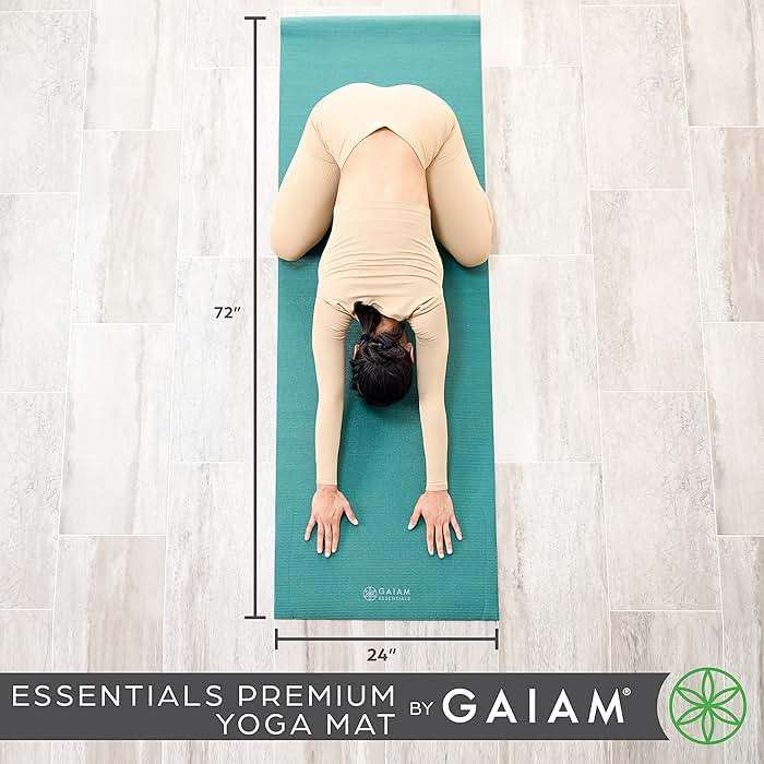 Gaiam Essentials Thick 2/5" (10mm) and Thin 1/4" (6mm) Yoga & Pilates, Fitness & Exercise Mat with Easy-Cinch Carrier Strap - Image 5