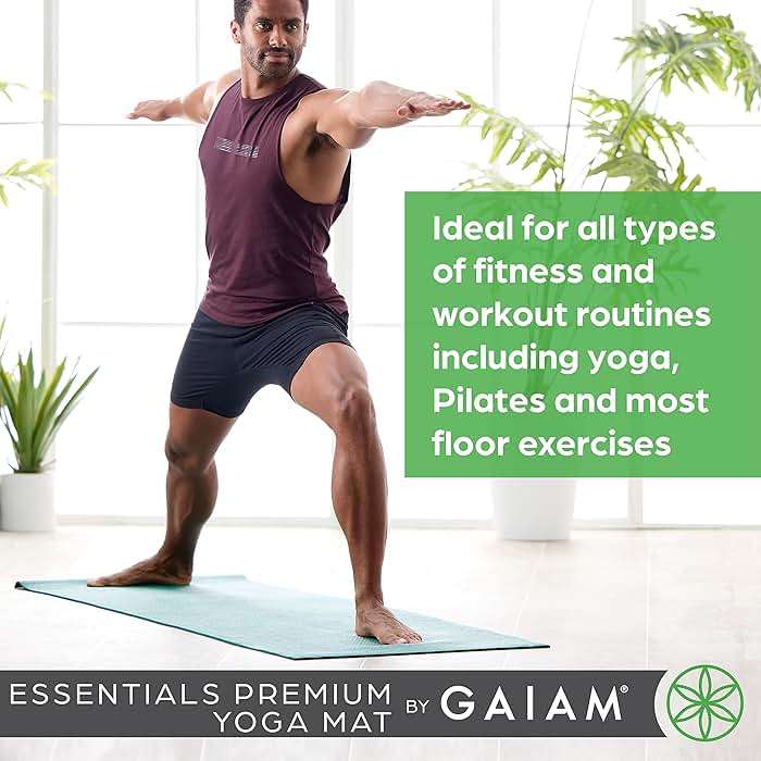 Gaiam Essentials Thick 2/5" (10mm) and Thin 1/4" (6mm) Yoga & Pilates, Fitness & Exercise Mat with Easy-Cinch Carrier Strap - Image 6