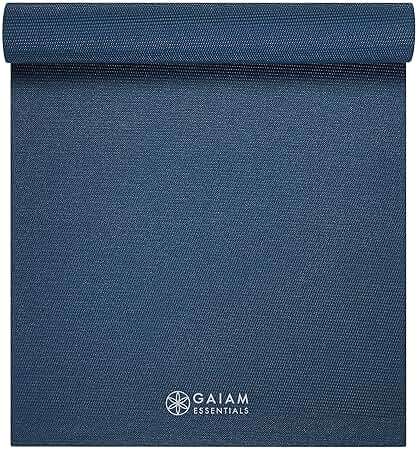 Gaiam Essentials Thick 2/5" (10mm) and Thin 1/4" (6mm) Yoga & Pilates, Fitness & Exercise Mat with Easy-Cinch Carrier Strap - Image 9