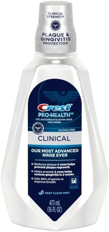 Crest Pro-Health Clinical Mouthwash with CPC, Alcohol Free, Gingivitis Treatment, Deep Clean Mint, 473 Ml (16 fl oz), 4 Count - Image 8