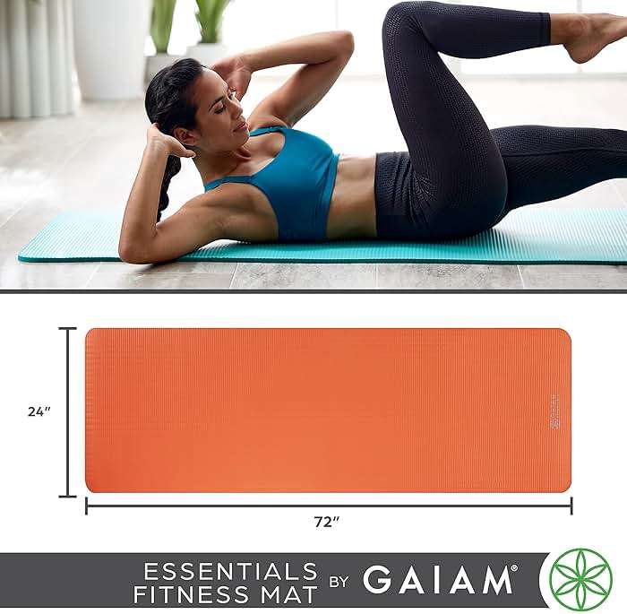 Gaiam Essentials 2/5" Thick (10mm) Yoga & Pilates, Fitness & Exercise Mat with Easy-Cinch Carrier Strap Cusion Support For Fitness and Gym Workouts - Image 5