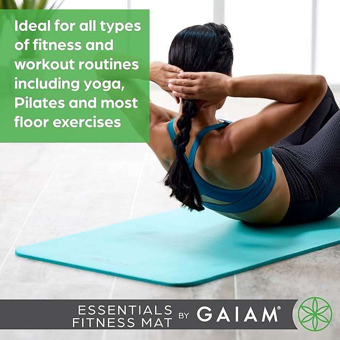 Gaiam Essentials 2/5" Thick (10mm) Yoga & Pilates, Fitness & Exercise Mat with Easy-Cinch Carrier Strap Cusion Support For Fitness and Gym Workouts - Image 6