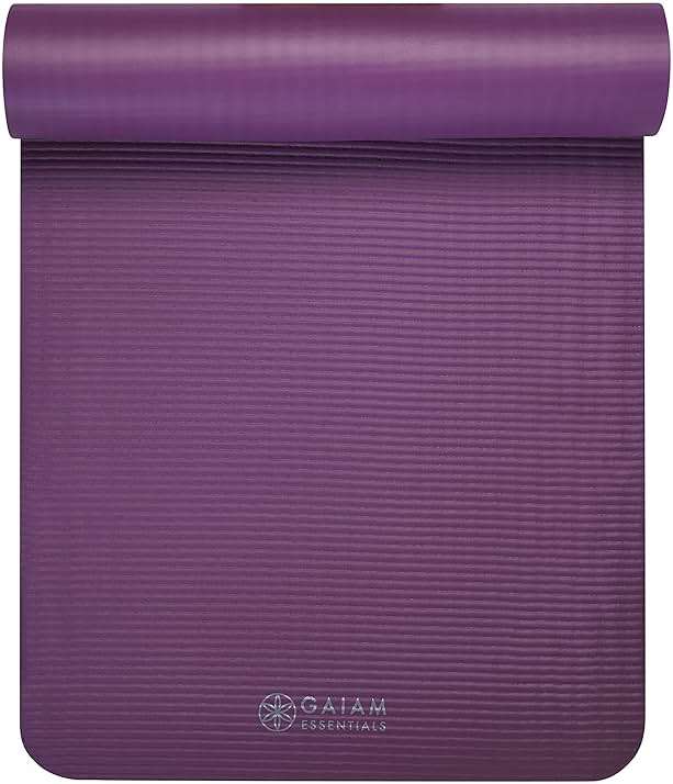 Gaiam Essentials 2/5" Thick (10mm) Yoga & Pilates, Fitness & Exercise Mat with Easy-Cinch Carrier Strap Cusion Support For Fitness and Gym Workouts - Image 9