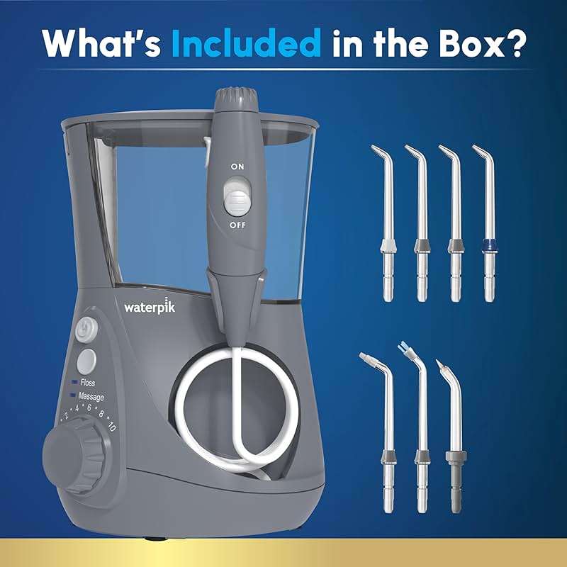 Waterpik Aquarius Water Flosser For Teeth Cleaning, Gums, Braces, Dental Care, Electric Power With 10 Settings, 7 Tips For Multiple Users And Needs, ADA Accepted, Gray WP-667, Packaging May Vary - Image 4