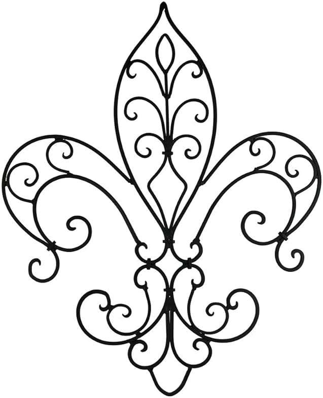 Wrought Iron Open Work Fleur de Lis Wall Hanging - Image 1