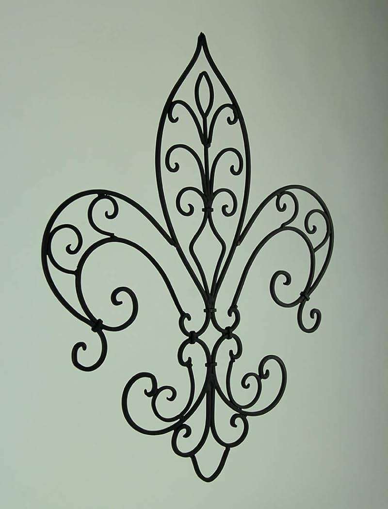 Wrought Iron Open Work Fleur de Lis Wall Hanging - Image 2
