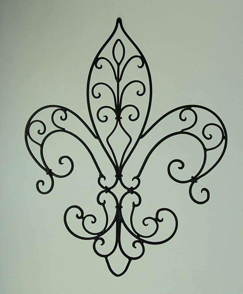 Wrought Iron Open Work Fleur de Lis Wall Hanging - Image 3