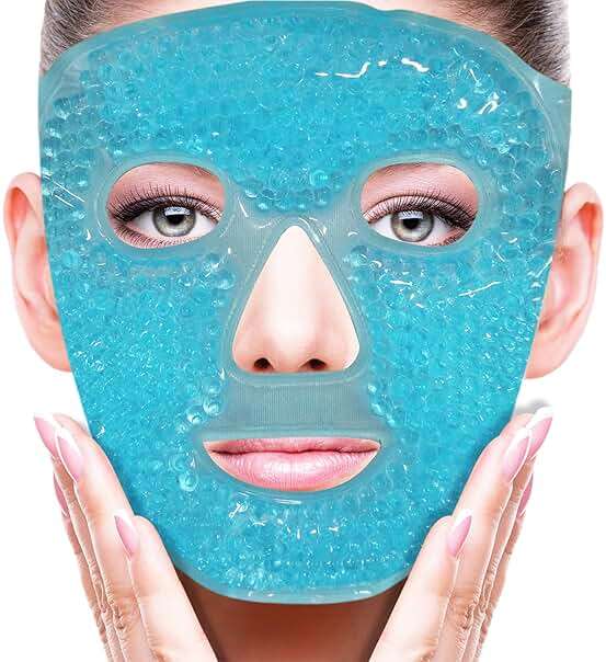 ZNÖCUETÖD Cold Face Eye Mask Ice Pack Reduce Facial Puff, Dark Circles, Hot Cold Compress Pack, Face SPA Gift for Woman Sleeping, Pressure, Headaches, Skin Care, Post Laser Cosmetic Care, Reversible - Image 1