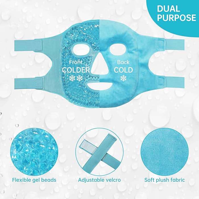 ZNÖCUETÖD Cold Face Eye Mask Ice Pack Reduce Facial Puff, Dark Circles, Hot Cold Compress Pack, Face SPA Gift for Woman Sleeping, Pressure, Headaches, Skin Care, Post Laser Cosmetic Care, Reversible - Image 4