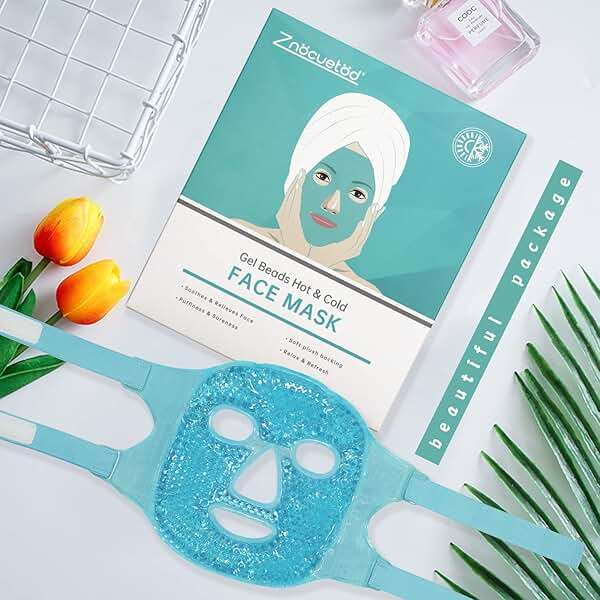 ZNÖCUETÖD Cold Face Eye Mask Ice Pack Reduce Facial Puff, Dark Circles, Hot Cold Compress Pack, Face SPA Gift for Woman Sleeping, Pressure, Headaches, Skin Care, Post Laser Cosmetic Care, Reversible - Image 8