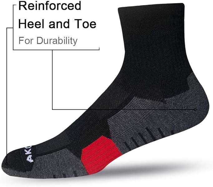 AKOENY Men's Athletic Cushion Running Quarter Socks (6 Pairs) - Image 4