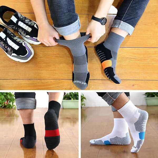 AKOENY Men's Athletic Cushion Running Quarter Socks (6 Pairs) - Image 6