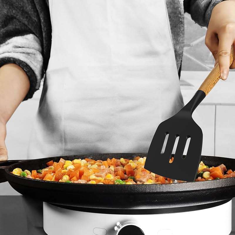 oannao Silicone Cooking Utensils Kitchen Utensil Set - 446°F Heat Resistant Silicone Kitchen Utensils Set, Spatula,Turner Tongs, Spoon, Whisk,Kitchen Gadgets for Nonstick Cookware, BPA Free (Gray) - Image 9