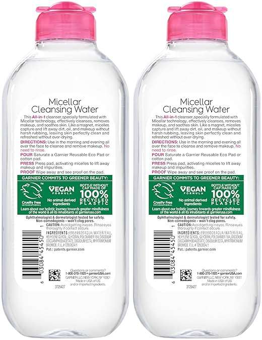Garnier Micellar Water, Hydrating Facial Cleanser & Makeup Remover, Suitable for Sensitive Skin, Vegan, Cruelty Free, 13.5 Fl Oz (400mL), 2 Count - Image 7