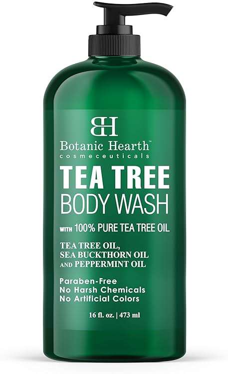 Botanic Hearth Tea Tree Body Wash -16 fl oz- All-Natural & Odor-Control Shower Gel for Acne, Athlete’s Foot, Ringworm, Jock Itch & Healthy Skin, Sulfate & Paraben Free, for Men & Women - Image 1