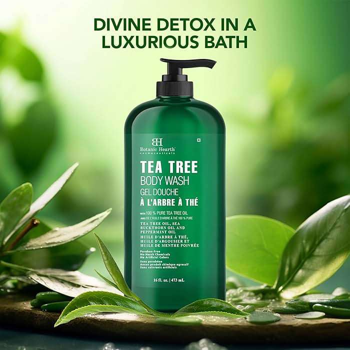 Botanic Hearth Tea Tree Body Wash -16 fl oz- All-Natural & Odor-Control Shower Gel for Acne, Athlete’s Foot, Ringworm, Jock Itch & Healthy Skin, Sulfate & Paraben Free, for Men & Women - Image 5
