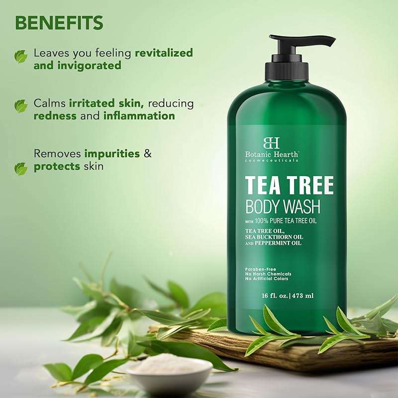Botanic Hearth Tea Tree Body Wash -16 fl oz- All-Natural & Odor-Control Shower Gel for Acne, Athlete’s Foot, Ringworm, Jock Itch & Healthy Skin, Sulfate & Paraben Free, for Men & Women - Image 6