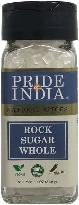 Pride of India Rock Sugar Crystals 3.1 oz (88 gm) | Natural Mishri Coarse Sugar Candy for Tea, Coffee, Milk & Desserts | Sugar Cubes Alternative - Image 1
