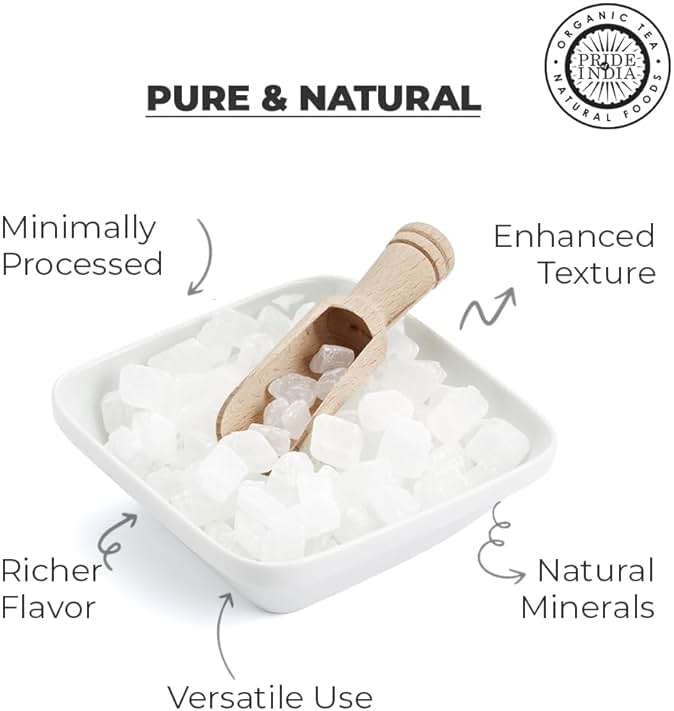 Pride of India Rock Sugar Crystals 3.1 oz (88 gm) | Natural Mishri Coarse Sugar Candy for Tea, Coffee, Milk & Desserts | Sugar Cubes Alternative - Image 3