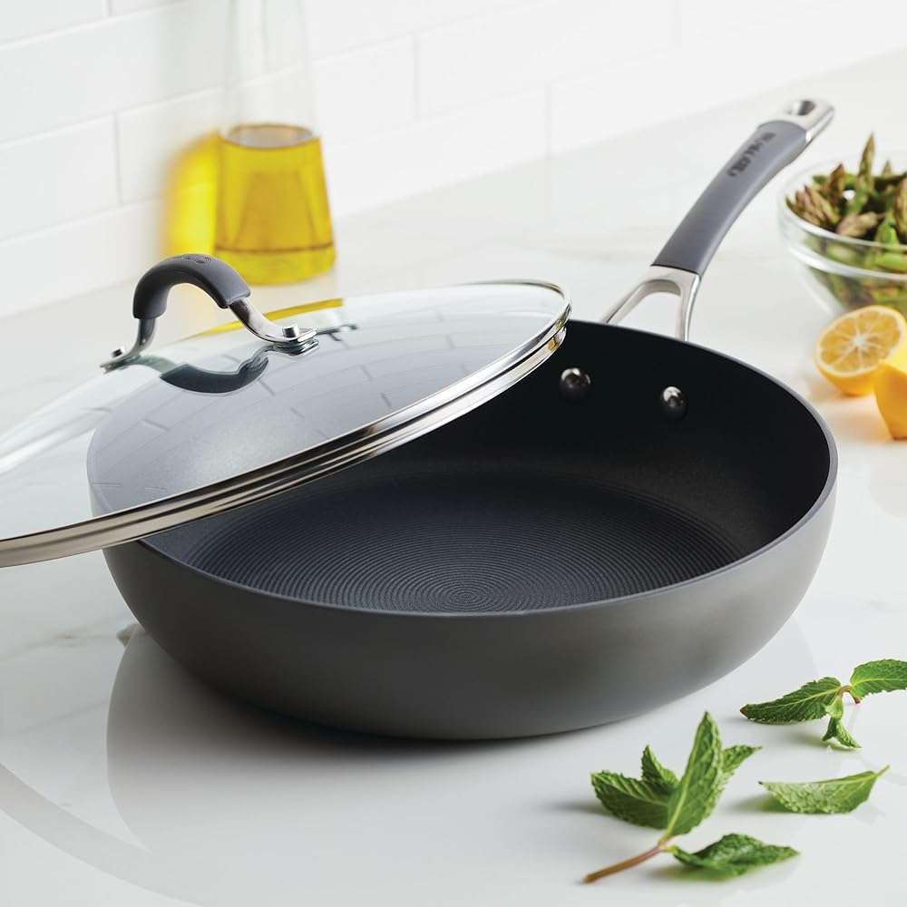 Circulon Radiance Hard Anodized Nonstick Deep Frying Pan with Lid, 12 inch Frying Pan with Lid, Deep Skillet, Gray - Image 2