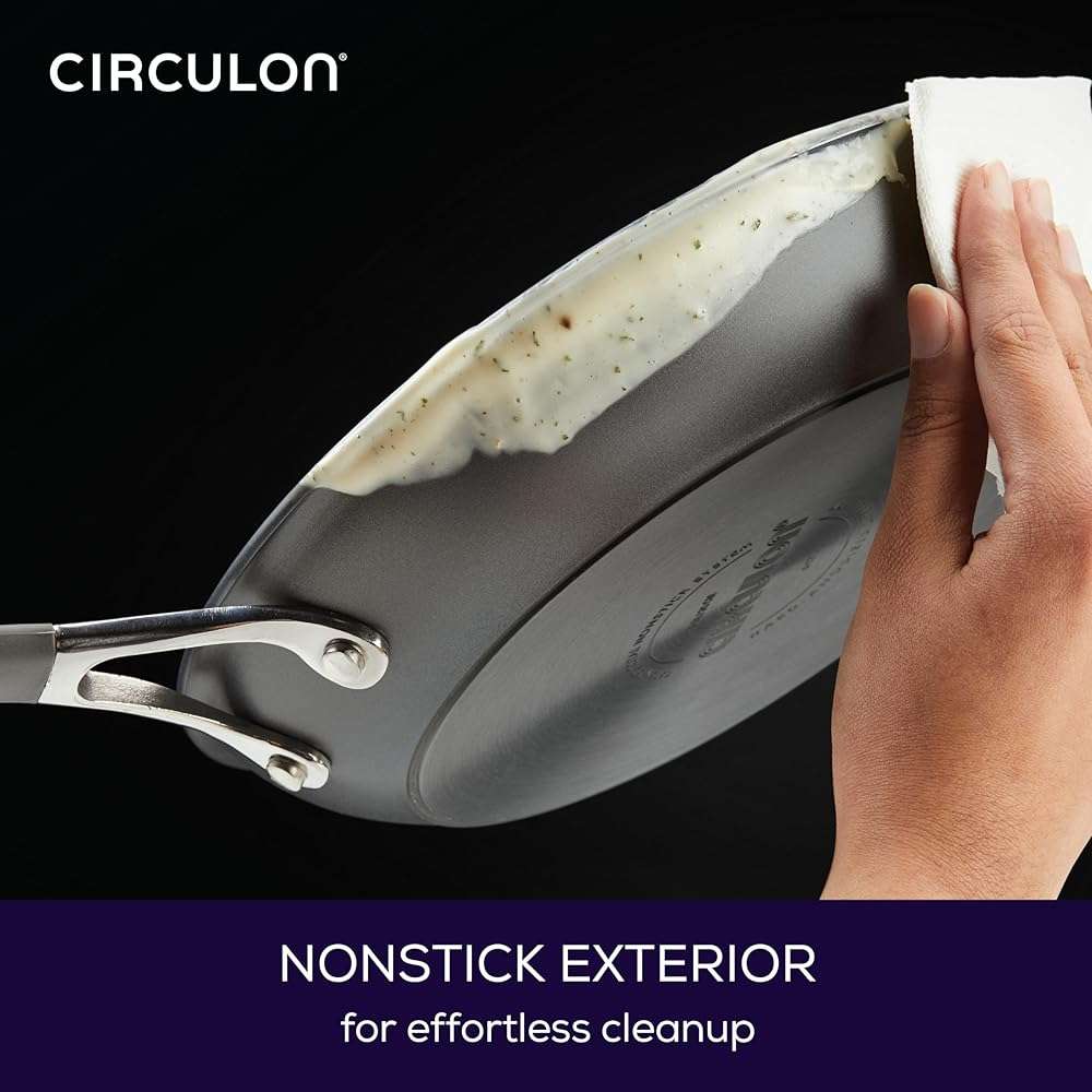 Circulon Radiance Hard Anodized Nonstick Deep Frying Pan with Lid, 12 inch Frying Pan with Lid, Deep Skillet, Gray - Image 4