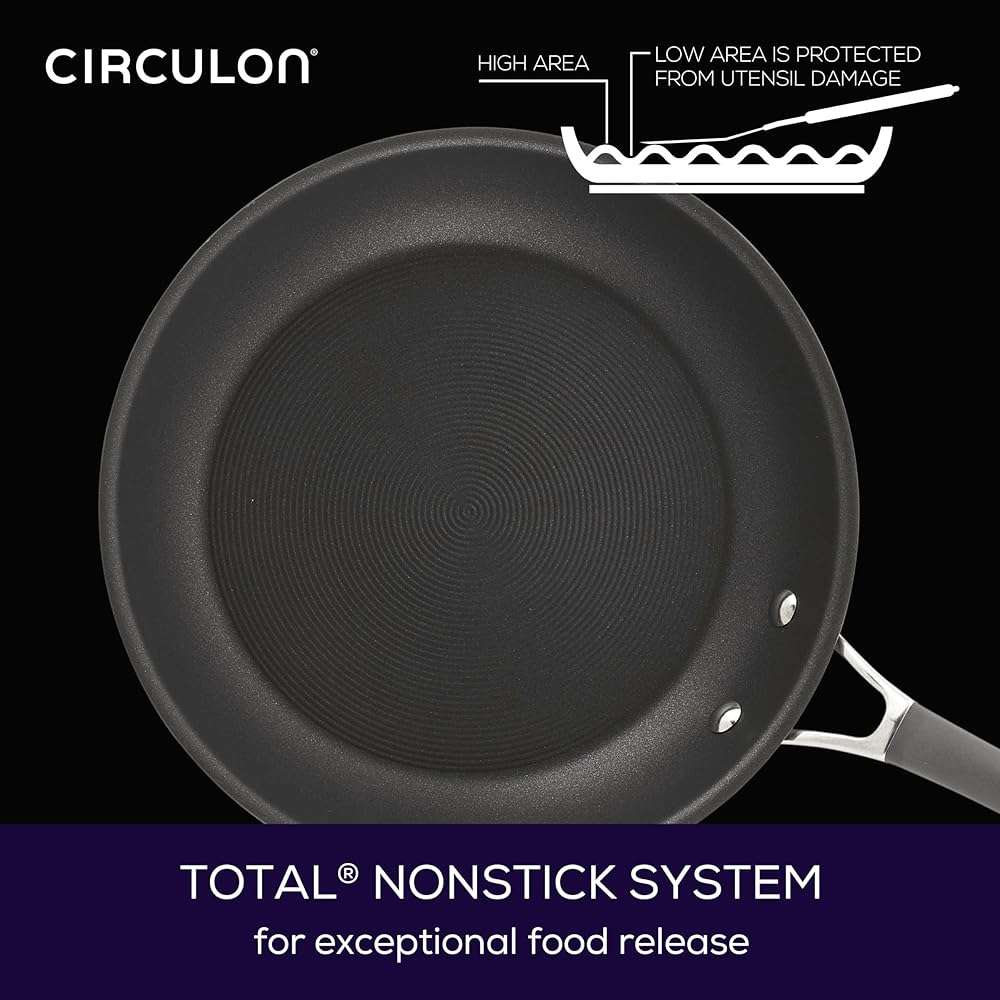 Circulon Radiance Hard Anodized Nonstick Deep Frying Pan with Lid, 12 inch Frying Pan with Lid, Deep Skillet, Gray - Image 5
