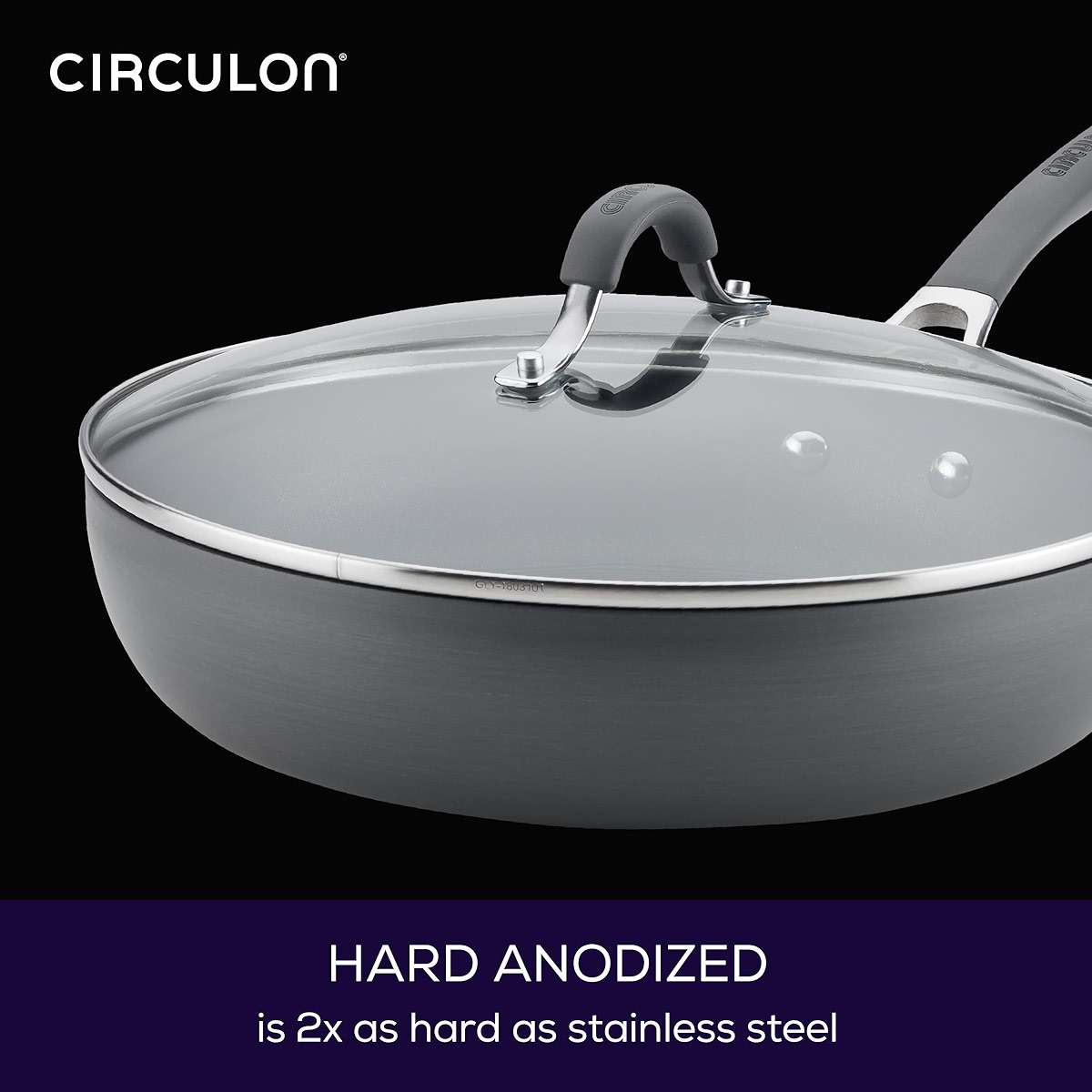 Circulon Radiance Hard Anodized Nonstick Deep Frying Pan with Lid, 12 inch Frying Pan with Lid, Deep Skillet, Gray - Image 7