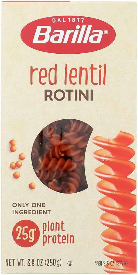 Barilla Red Lentil Rotini Pasta, 8.8 oz - Vegan, Gluten Free, Non GMO & Kosher - Made with Plant Based Protein - Image 1