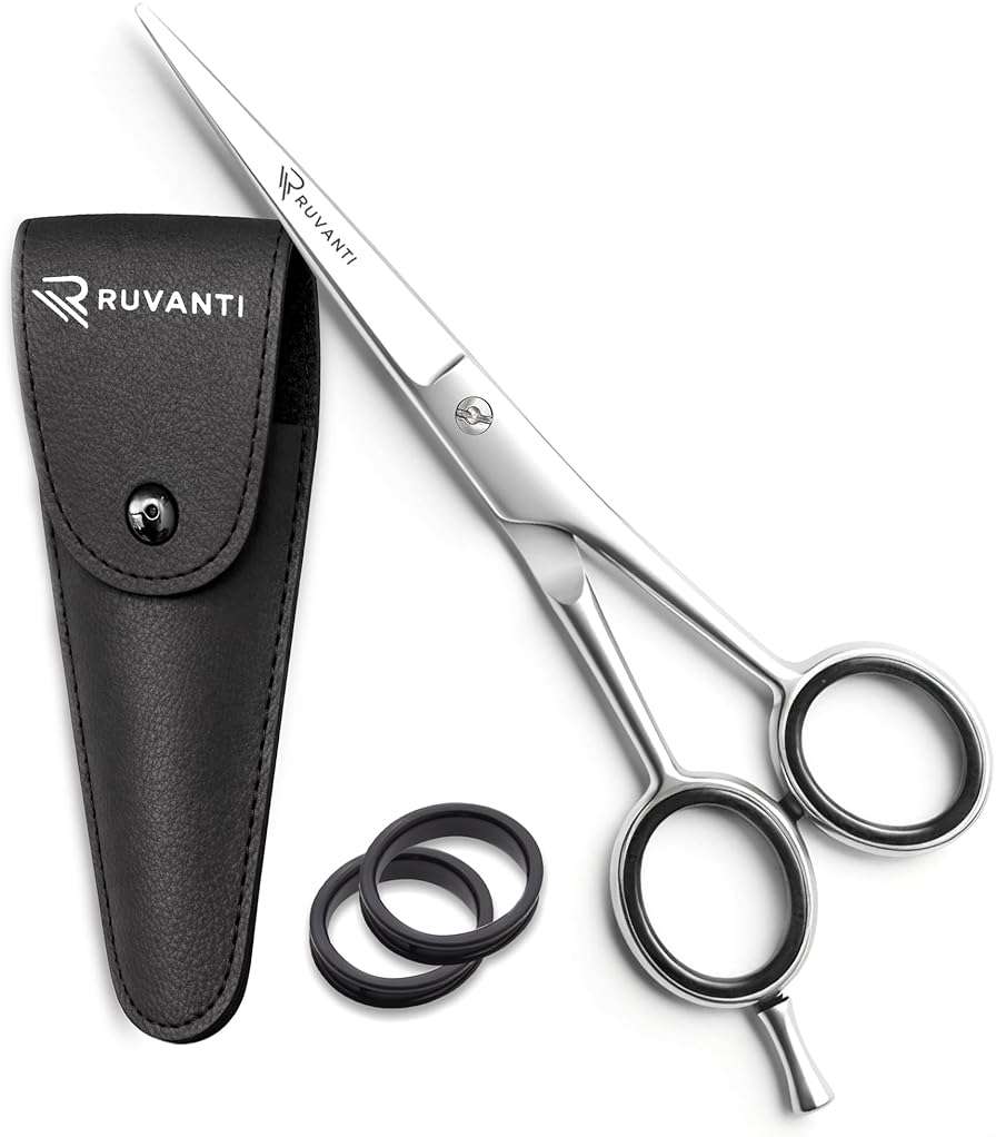 Ruvanti Hair Cutting Scissors - 6.5 Inch Sharp Hair Scissors & Haircut Scissors for Women Men Kids, Stainless Steel Scissors for Hair, Home Hair Cutting Scissors Professional with Case - Image 1